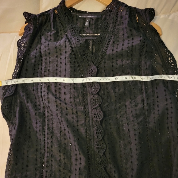 White House Black Market Medium black eyelet Sleeveless blouse - Picture 5 of 5